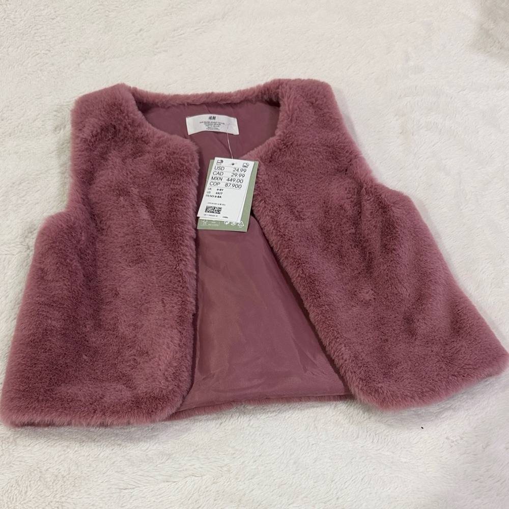 H&M Dusty Pink Faux Fur Vest